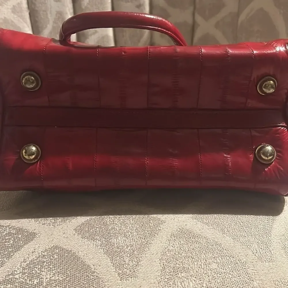 Vintage red eel skin barrel bag
